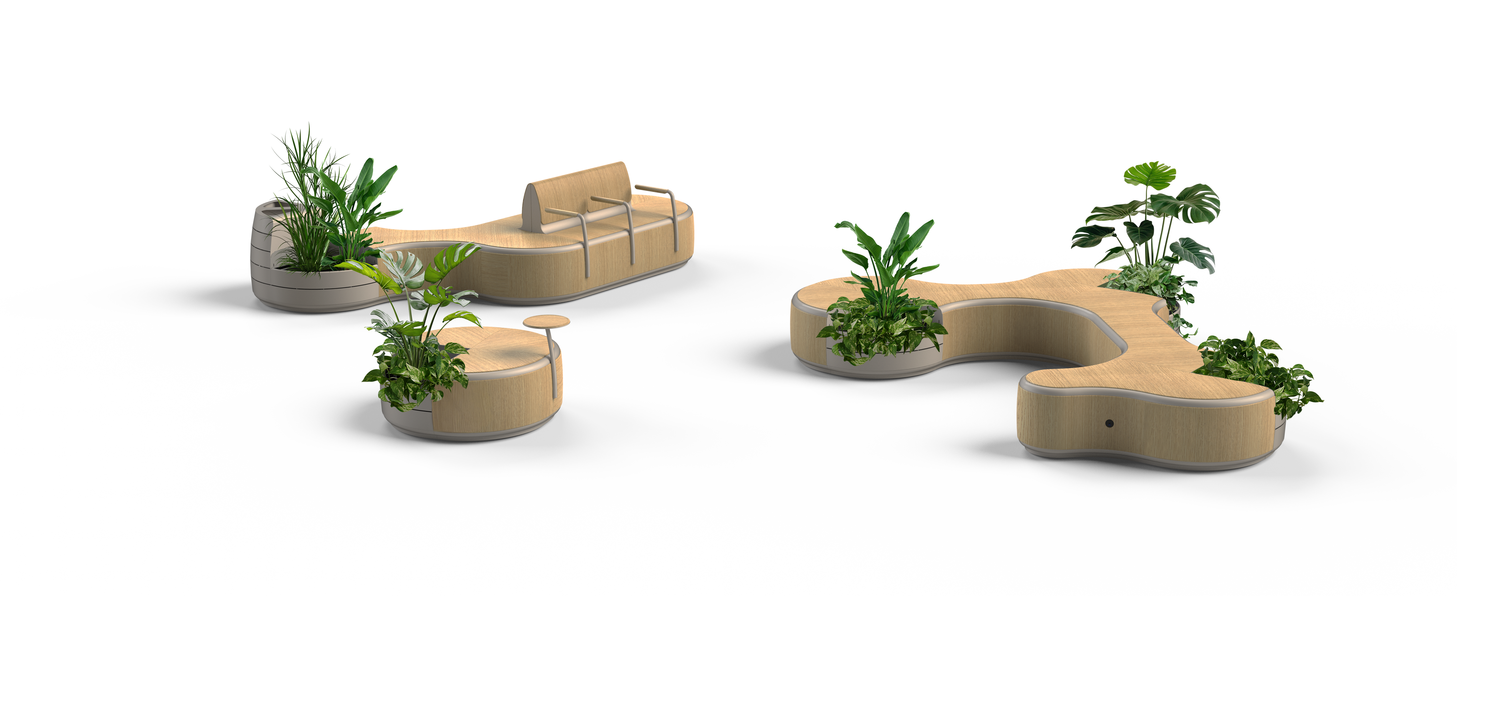 Pelago configurations with planters and bins x 3